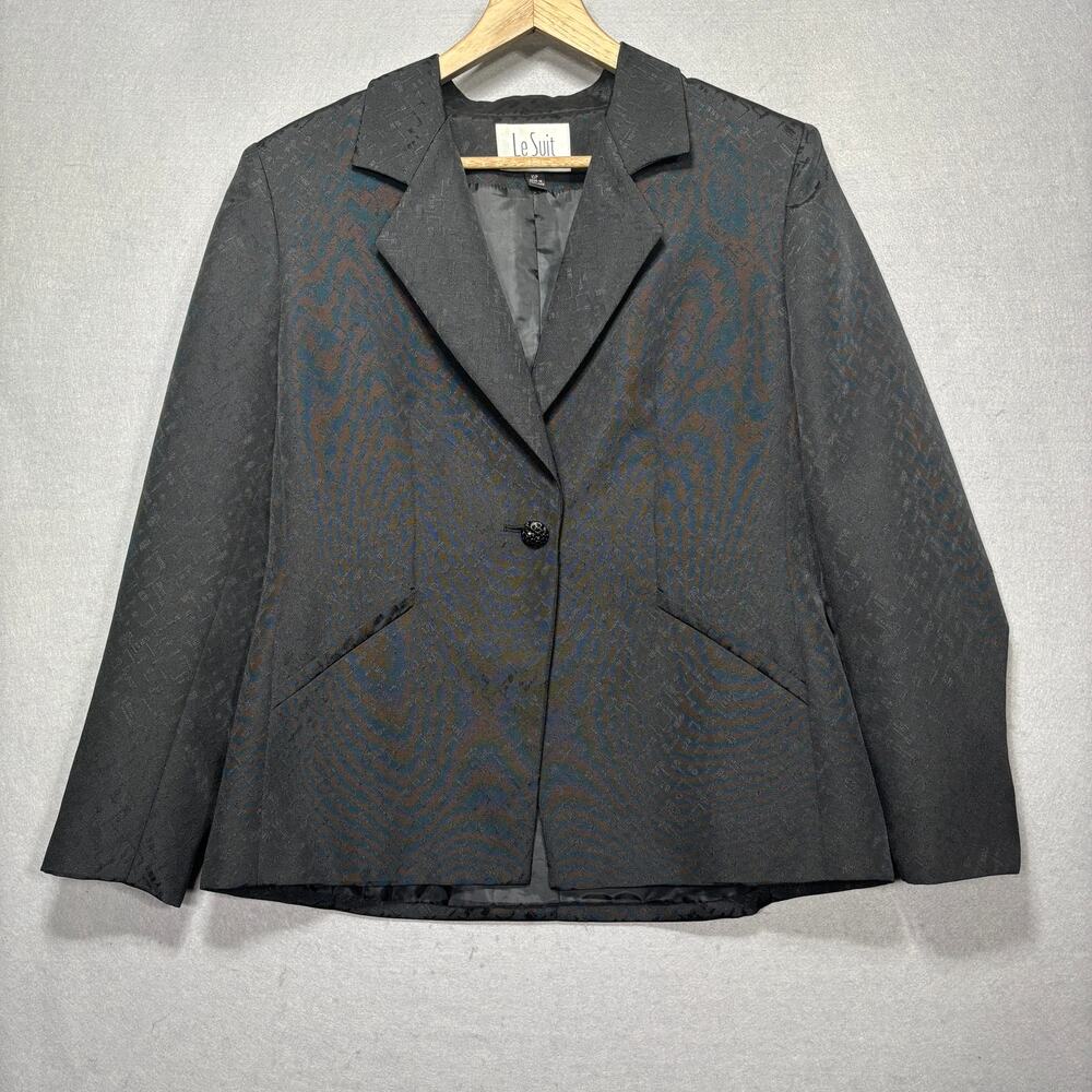 Le Suit Textured Blazer Black 10 Petite Elegant Career Minimalist Classic‎ Power